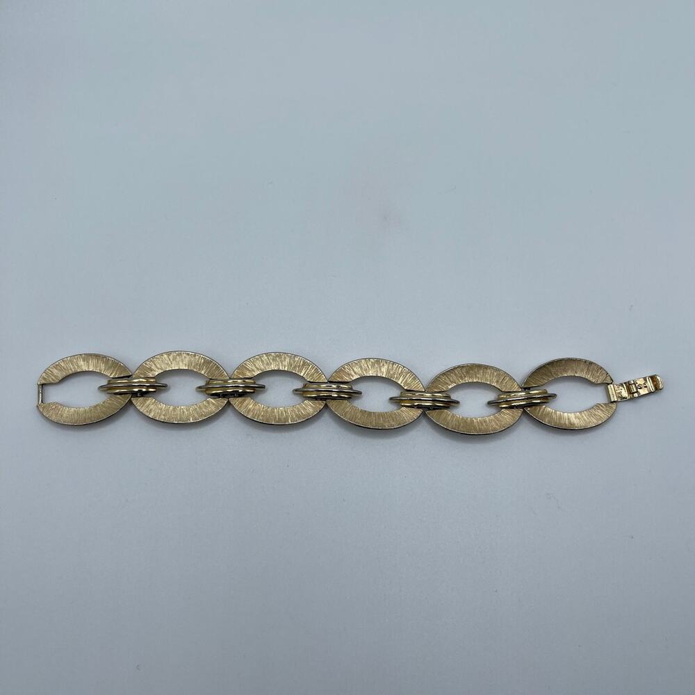 Vintage Signed Crown Trifari Gold Tone Bracelet